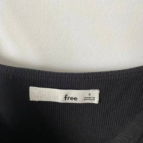 Aritzia Wilfred Free Addy Ribbed Knit  Skinny Strap Mini Dress Black Sz Small - Picture 5 of 6